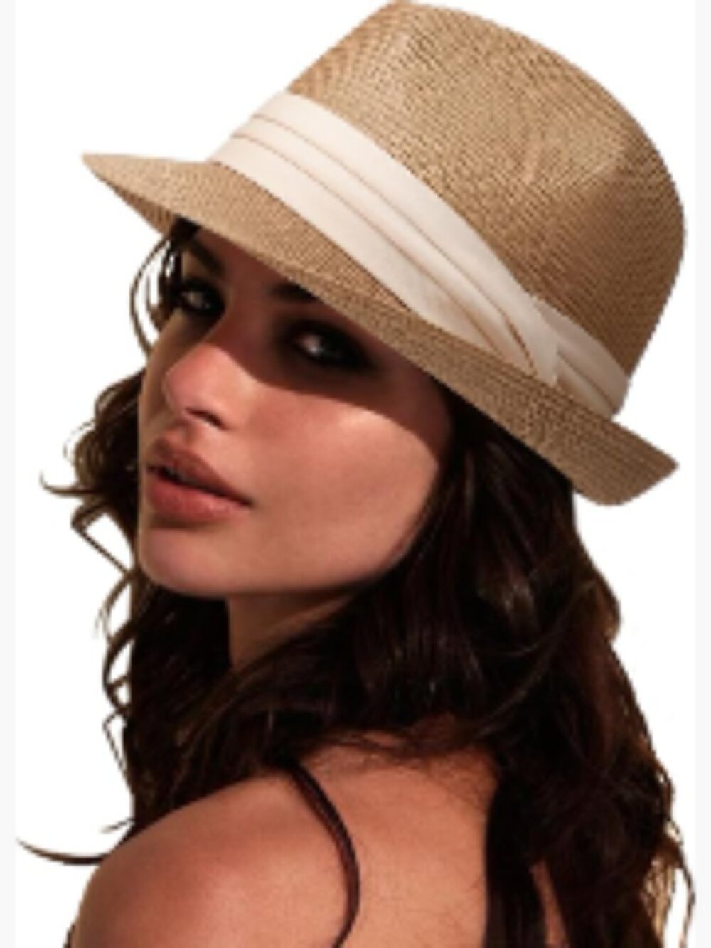Straw Sun Hat Short Brim Panama Travel Fedora Roll Up Beach Cap UPF 50+